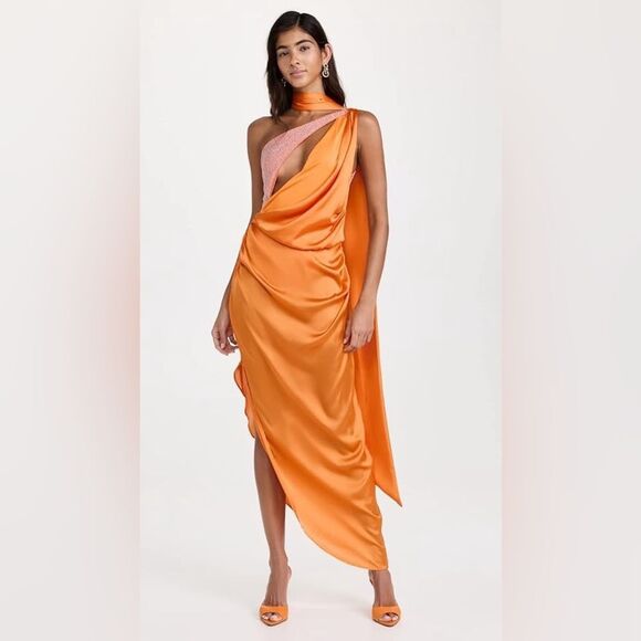 NWT BAOBAB Collection Asaka Maxi Dress in Gavea Tangerine Orange - Picture 3 of 14